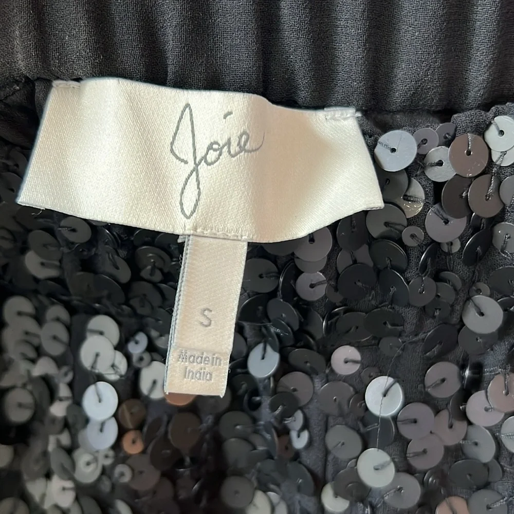 Joie Black Sequin Crop Ankle Pull On Pants Size S